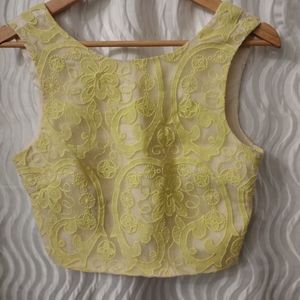 LUCY PARIS Reece Yellow Lace Cropped Shell Size Medium 8-10 Soft Girl